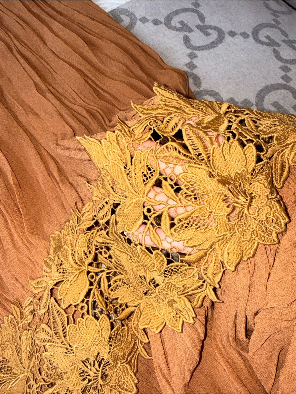 NWT Zara Brown Boho Maxi Dress with Lace Trim $129 - Picture 15 of 15